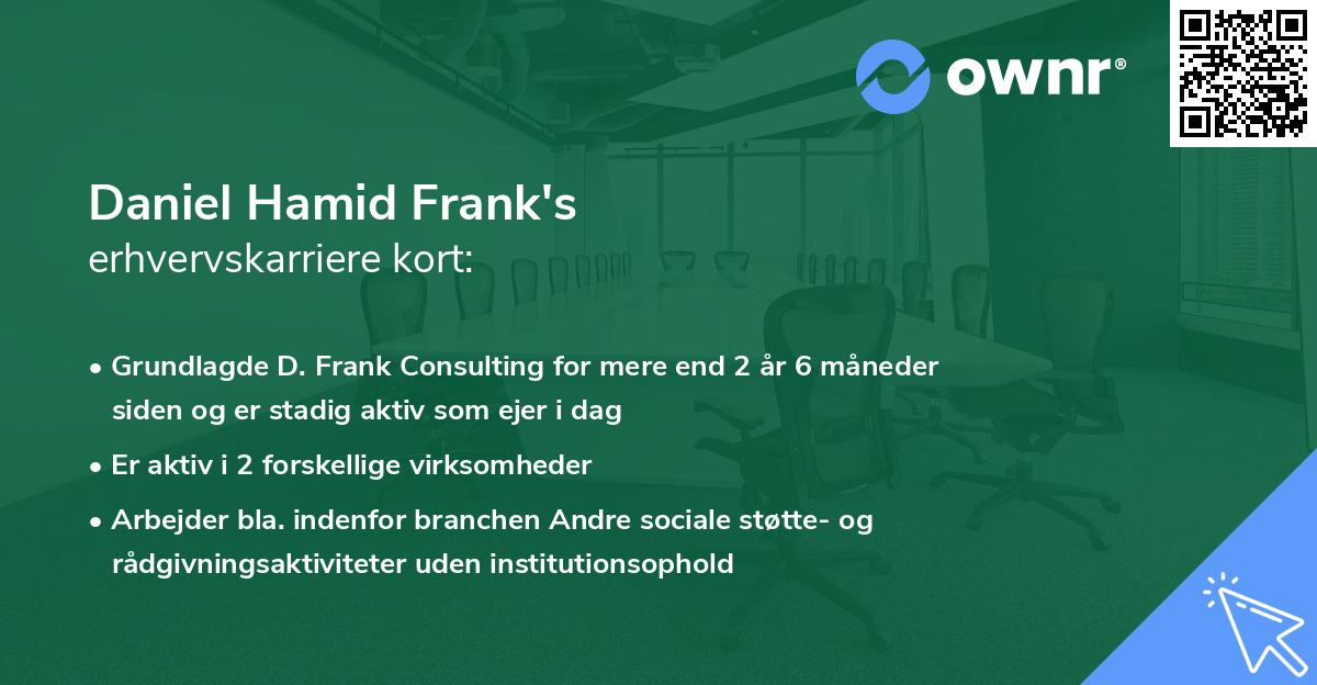 Daniel Hamid Frank's erhvervskarriere kort