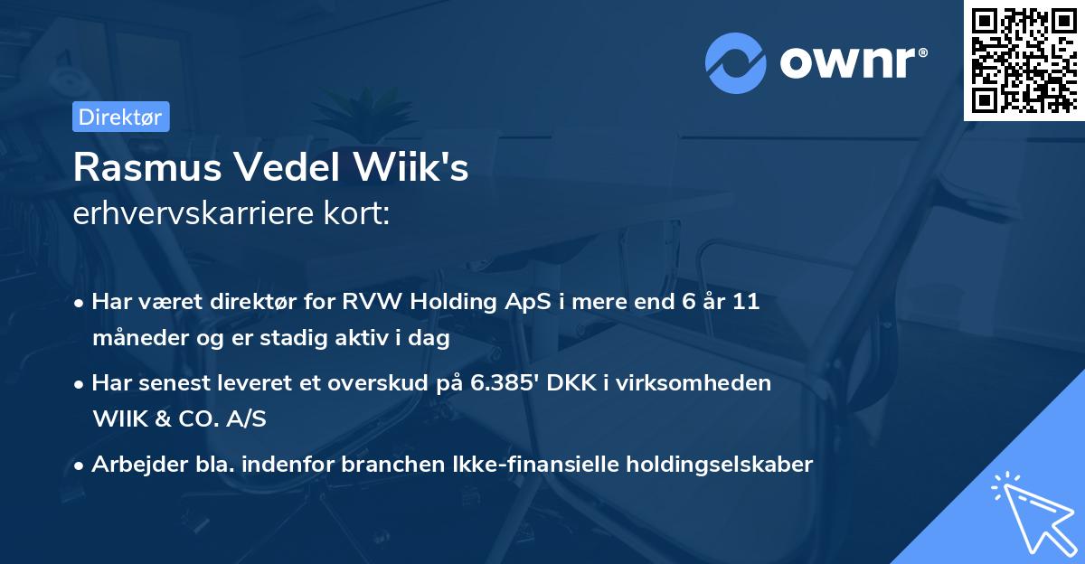 Rasmus Vedel Wiik's erhvervskarriere kort