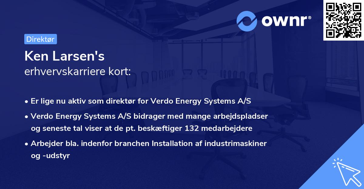 Ken Larsen's erhvervskarriere kort