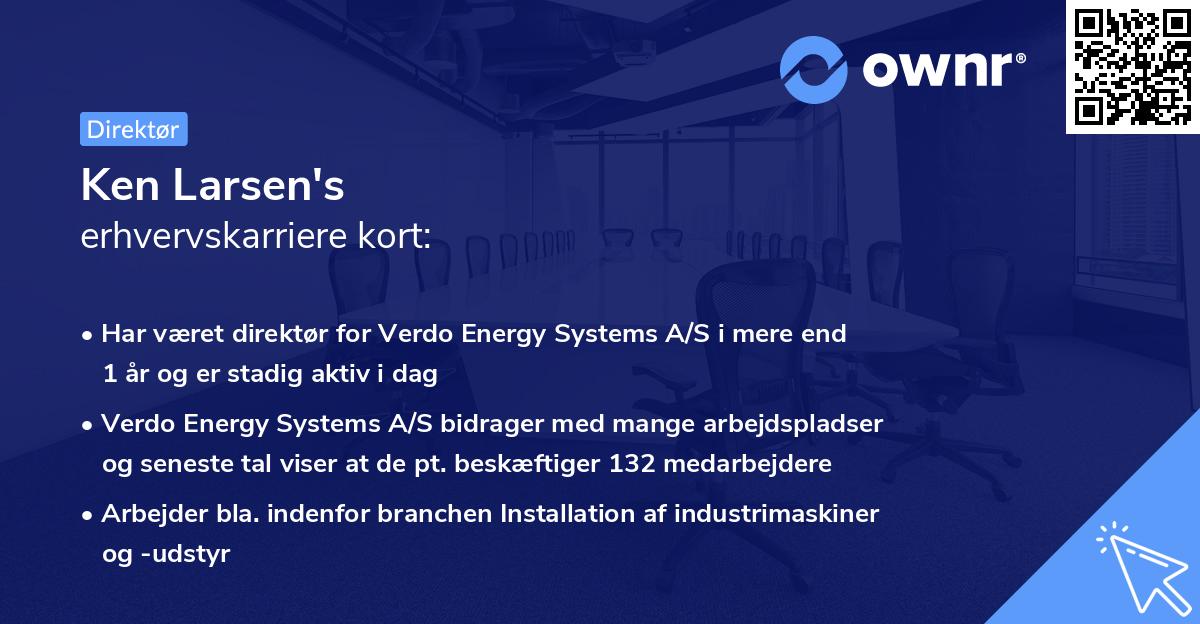 Ken Larsen's erhvervskarriere kort