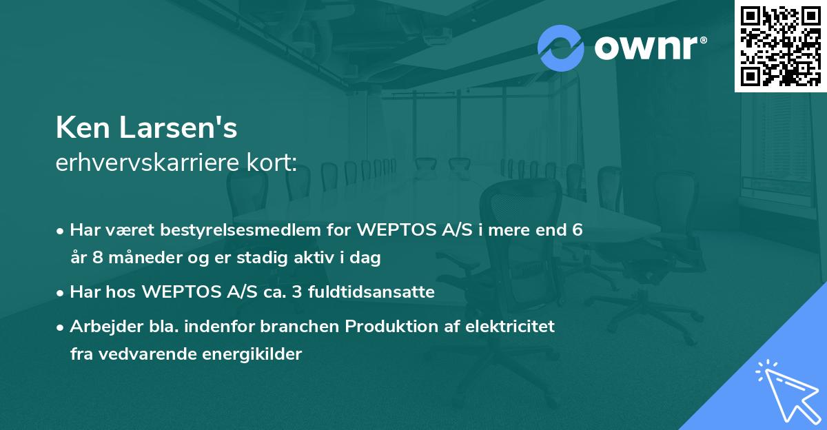 Ken Larsen's erhvervskarriere kort