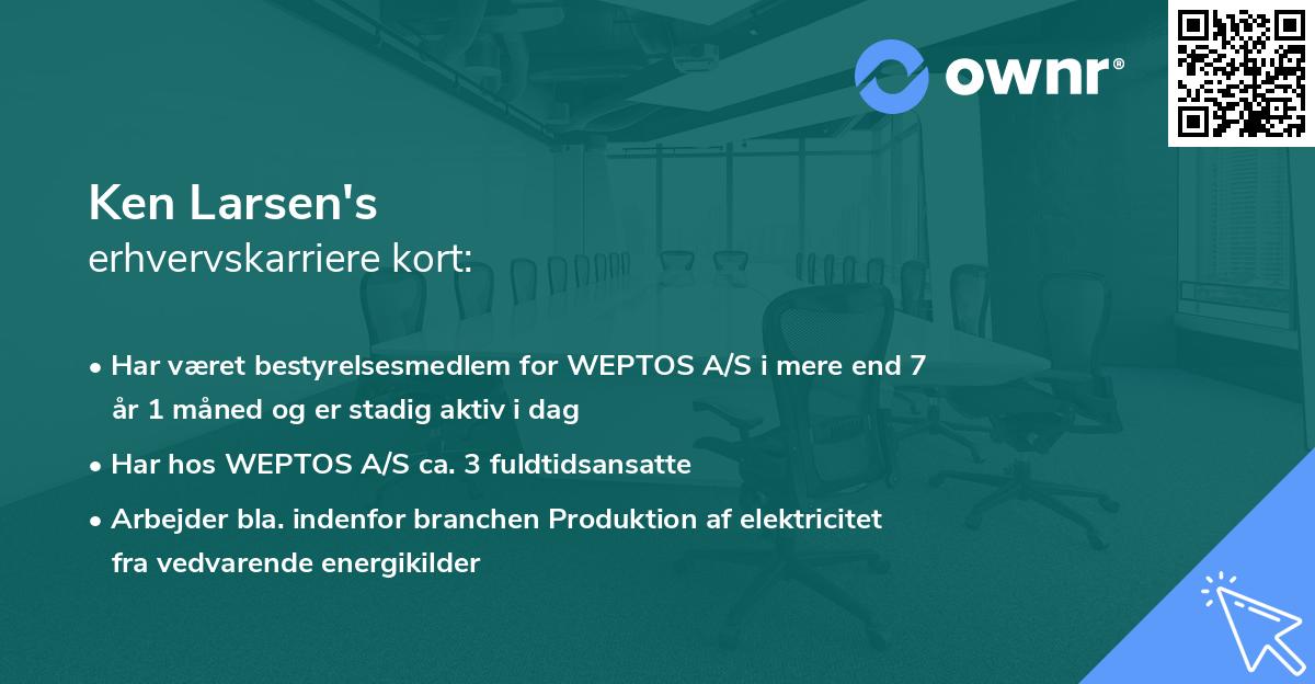 Ken Larsen's erhvervskarriere kort