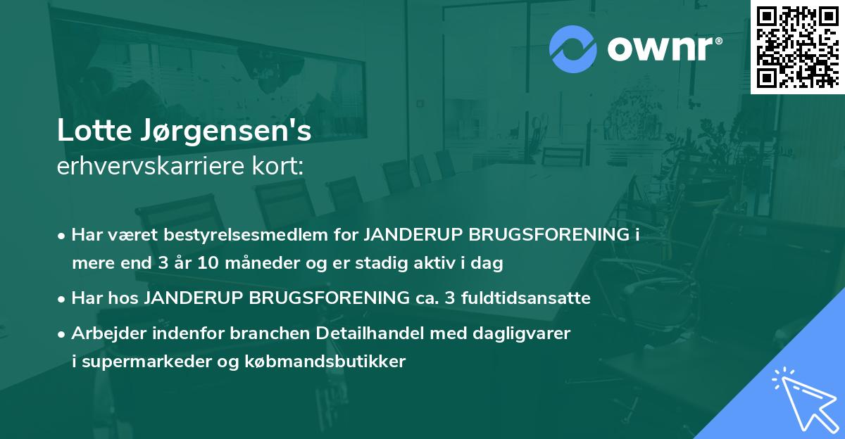 Lotte Jørgensen's erhvervskarriere kort