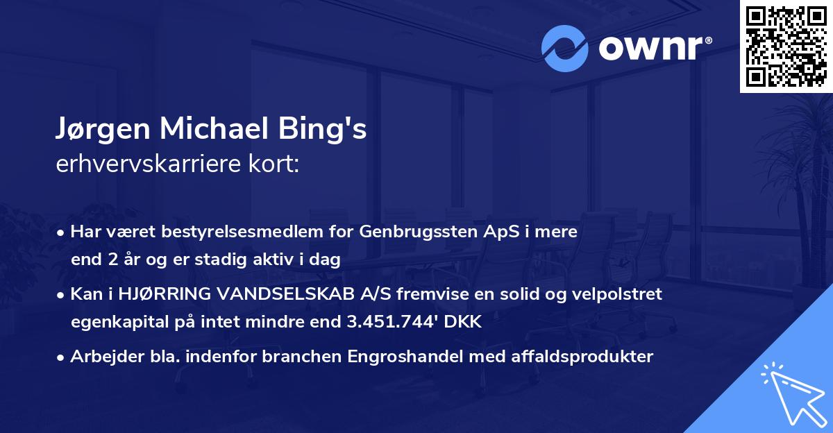 Jørgen Michael Bing's erhvervskarriere kort