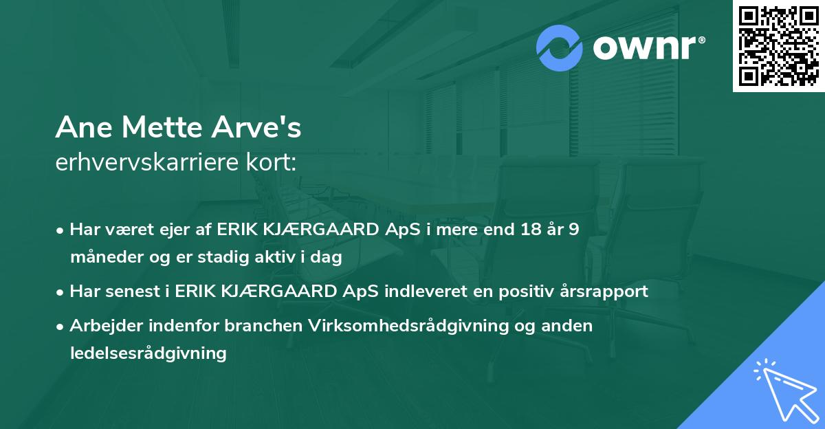 Ane Mette Arve's erhvervskarriere kort