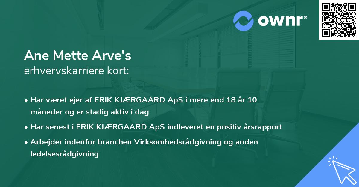 Ane Mette Arve's erhvervskarriere kort