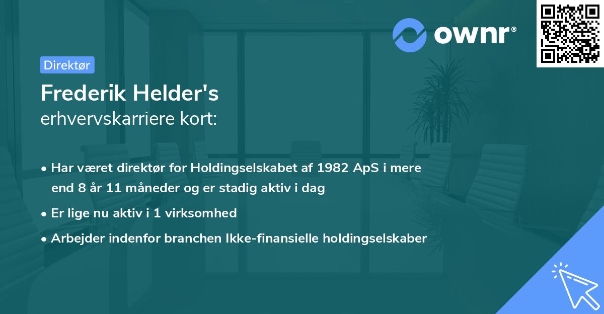 Frederik Helder's erhvervskarriere kort