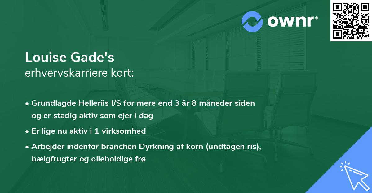 Louise Gade's erhvervskarriere kort