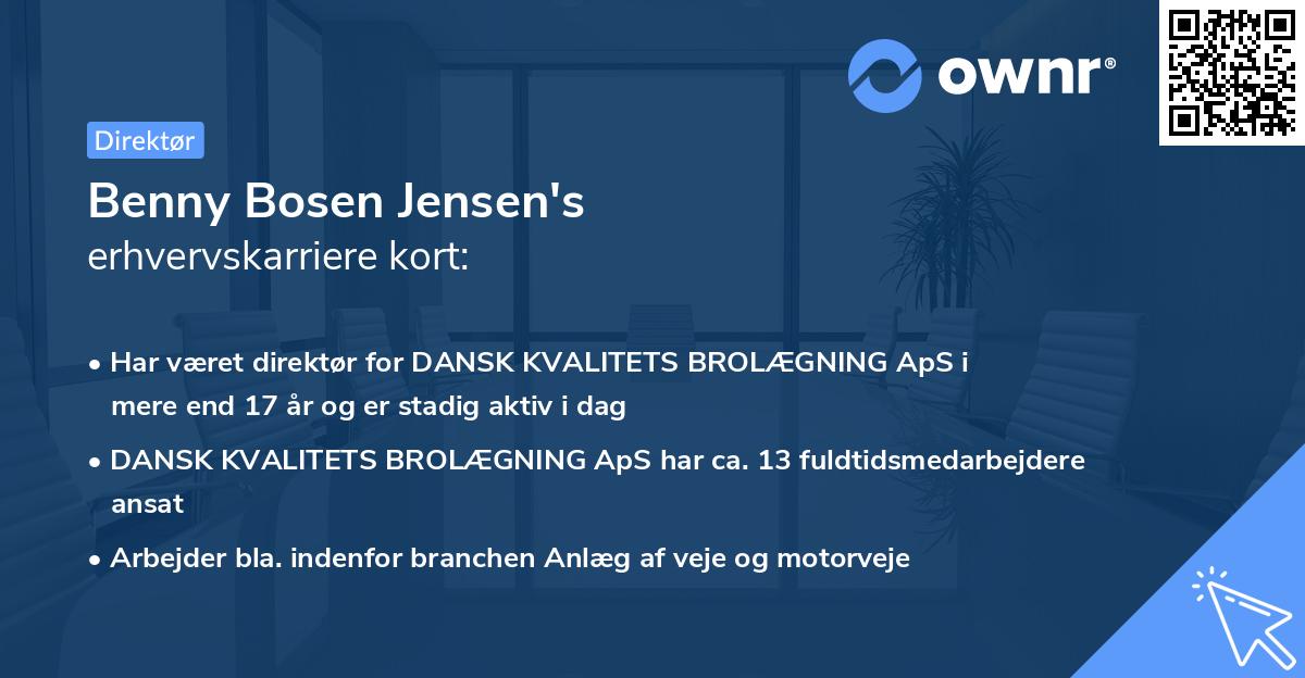 Benny Bosen Jensen's erhvervskarriere kort