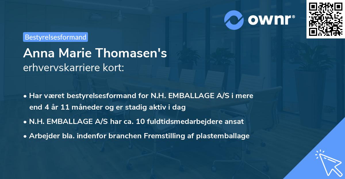 Anna Marie Thomasen's erhvervskarriere kort