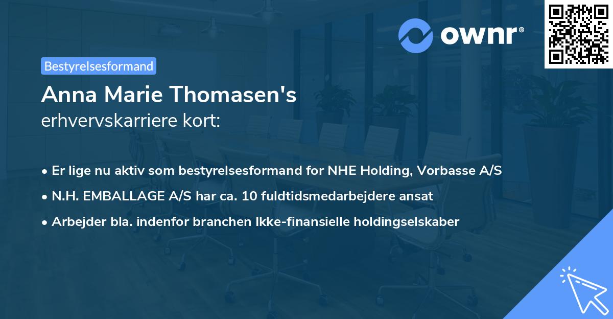 Anna Marie Thomasen's erhvervskarriere kort