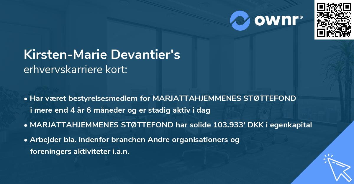Kirsten-Marie Devantier's erhvervskarriere kort