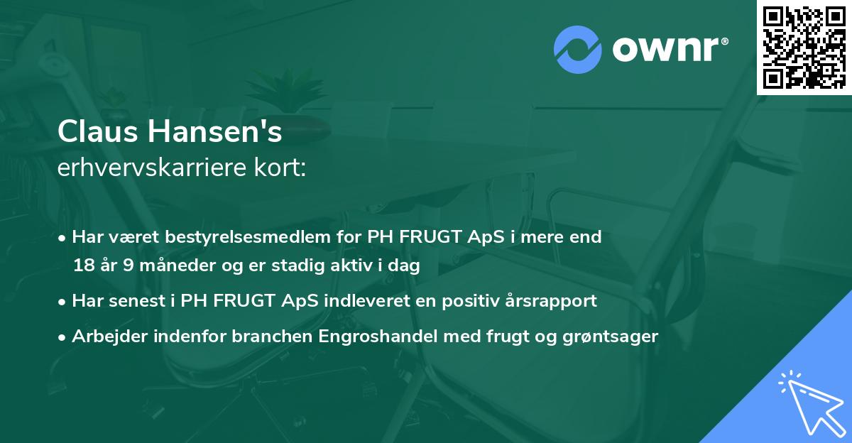 Claus Hansen's erhvervskarriere kort