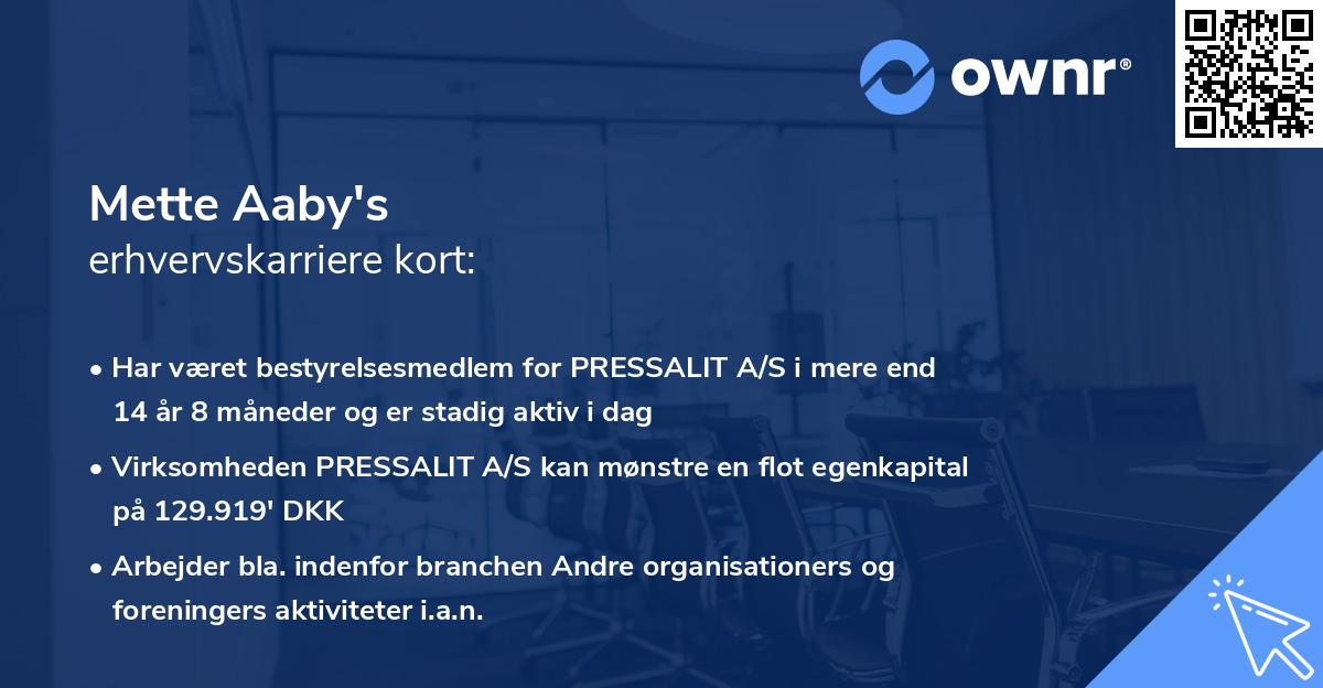 Mette Aaby's erhvervskarriere kort