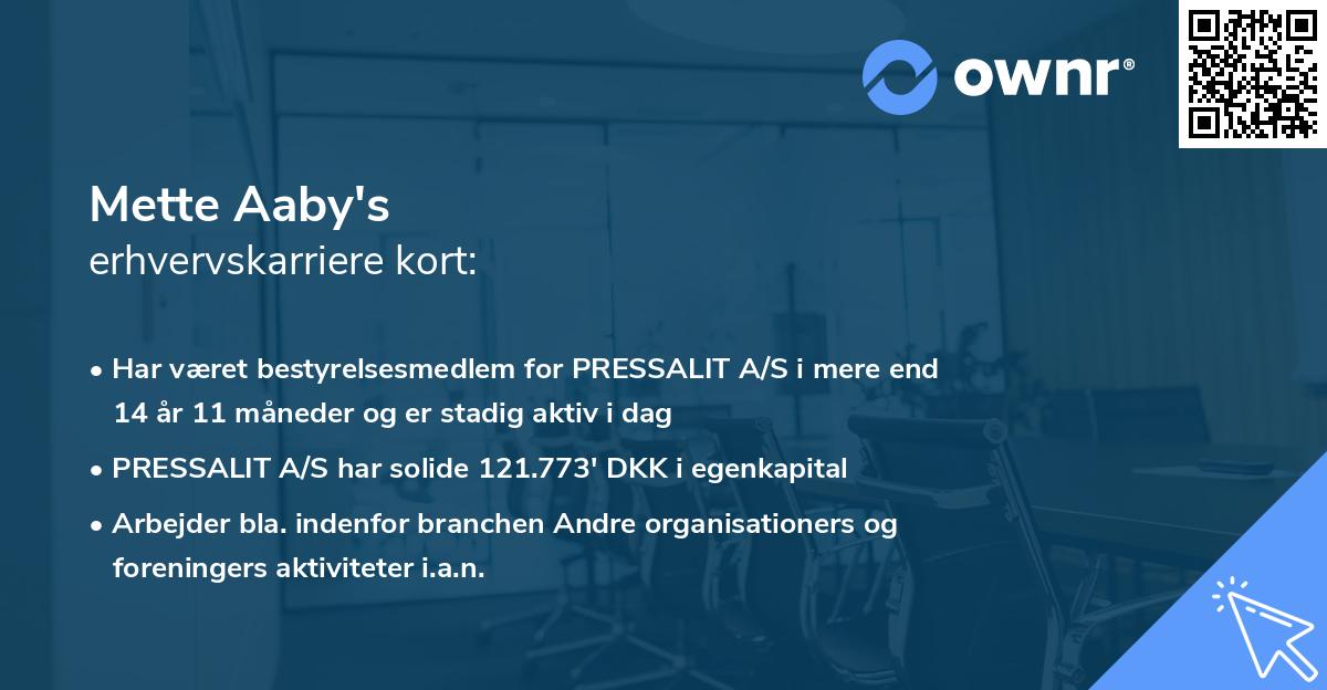 Mette Aaby's erhvervskarriere kort