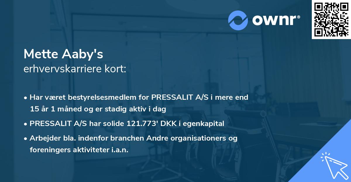 Mette Aaby's erhvervskarriere kort