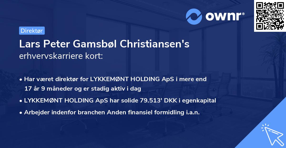 Lars Peter Gamsbøl Christiansen's erhvervskarriere kort