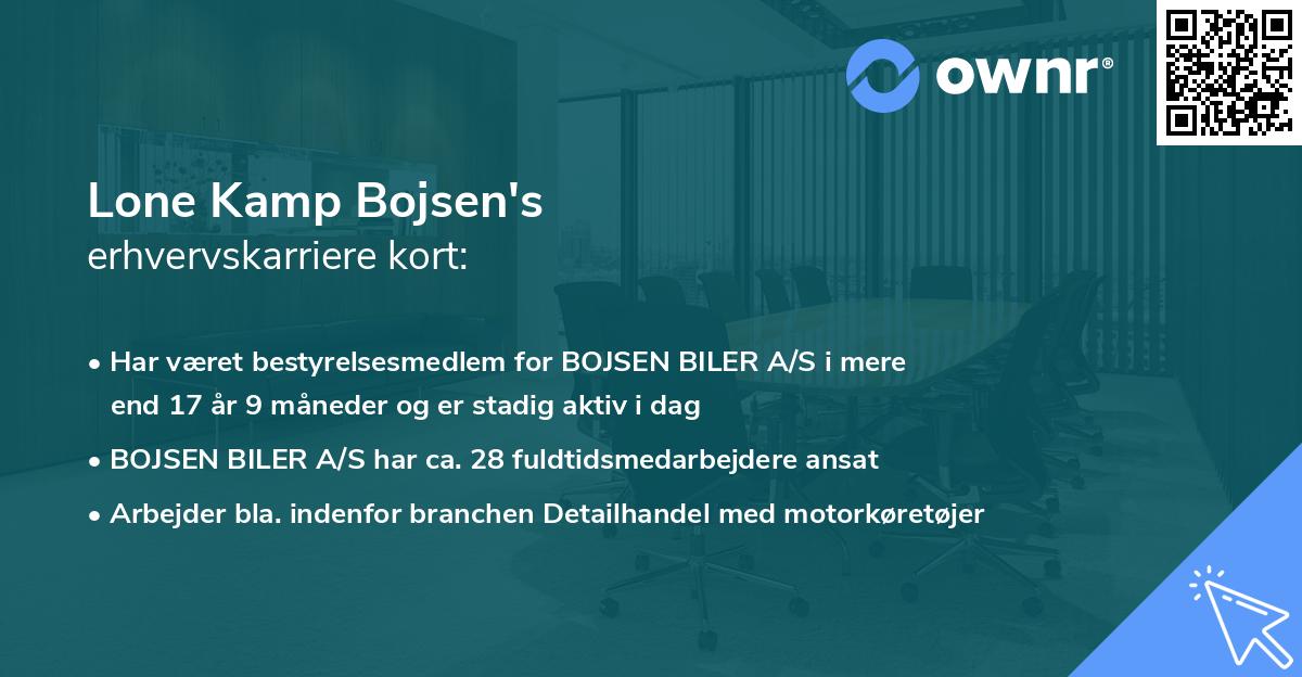 Lone Kamp Bojsen's erhvervskarriere kort