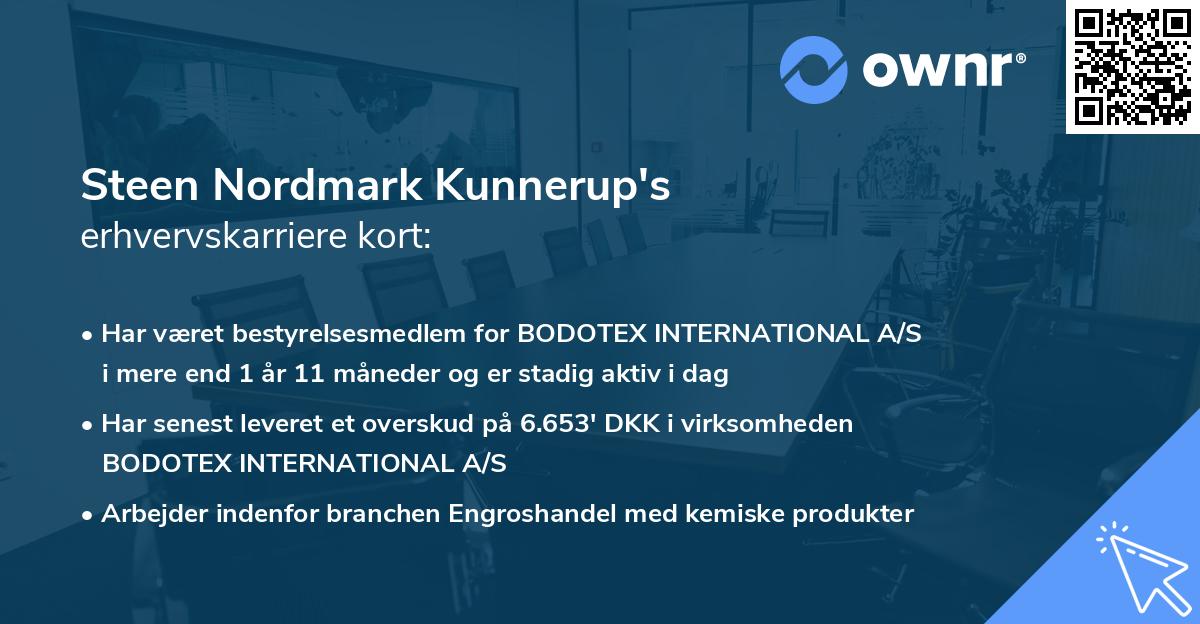 Steen Nordmark Kunnerup's erhvervskarriere kort