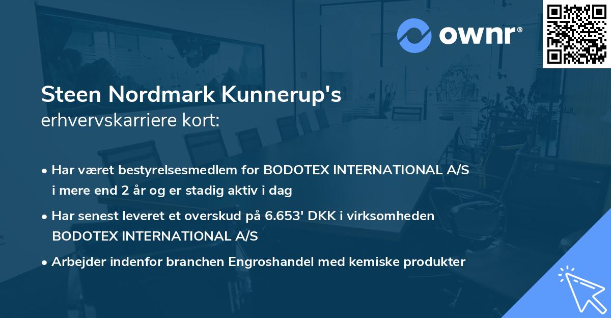 Steen Nordmark Kunnerup's erhvervskarriere kort