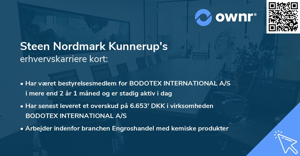 Steen Nordmark Kunnerup's erhvervskarriere kort