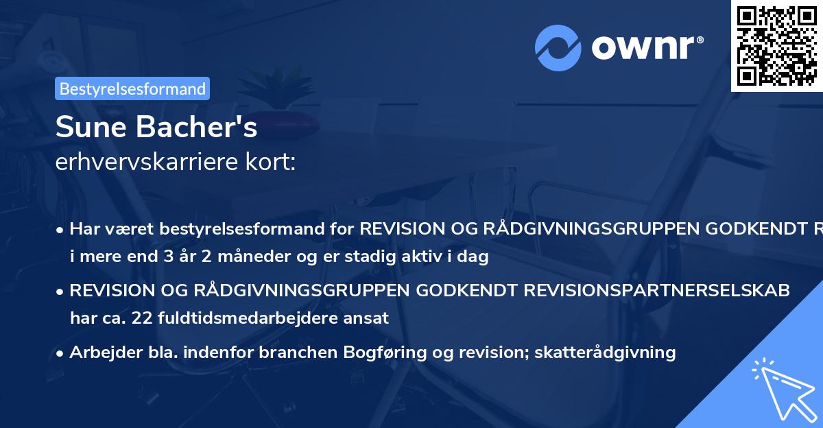 Sune Bacher's erhvervskarriere kort