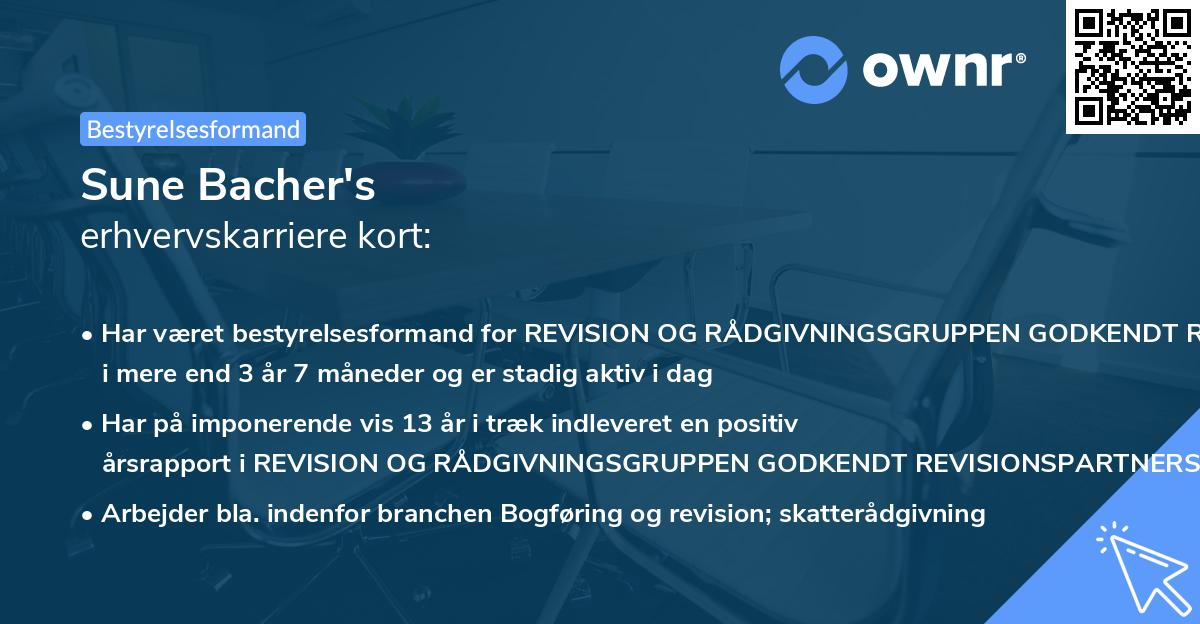Sune Bacher's erhvervskarriere kort
