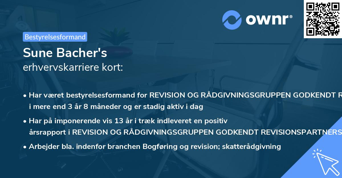 Sune Bacher's erhvervskarriere kort