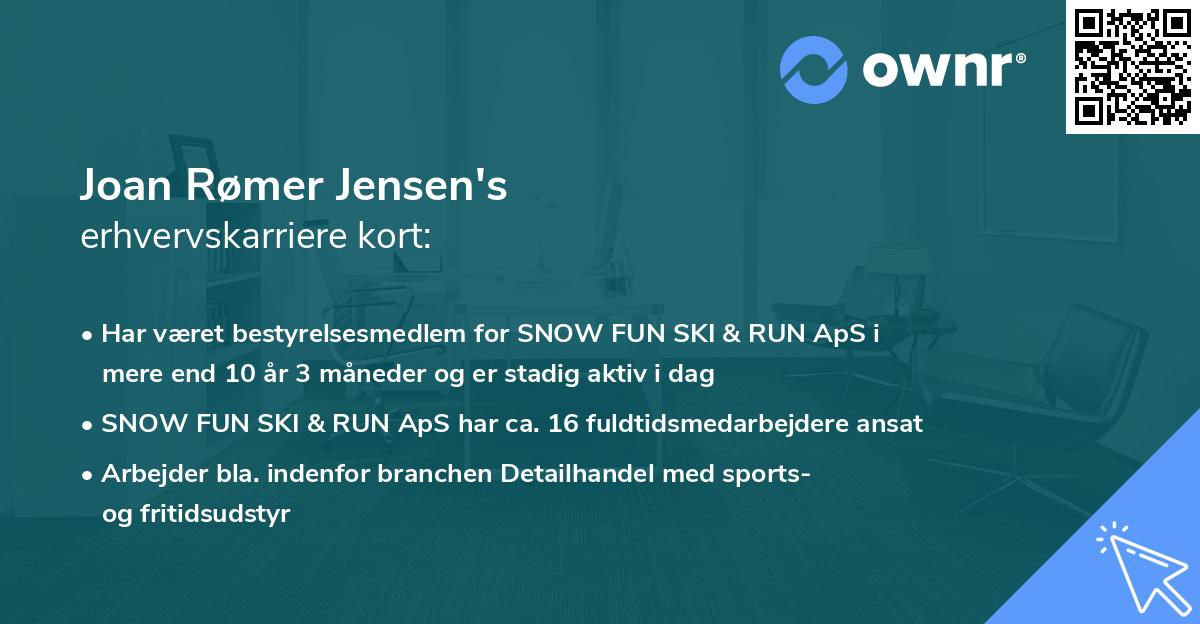 Joan Rømer Jensen's erhvervskarriere kort