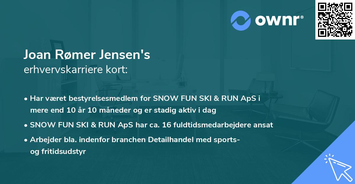 Joan Rømer Jensen's erhvervskarriere kort