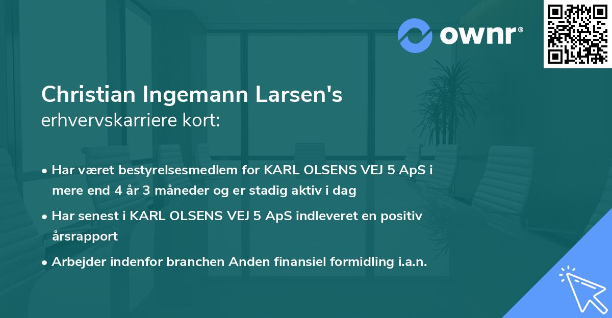 Christian Ingemann Larsen's erhvervskarriere kort