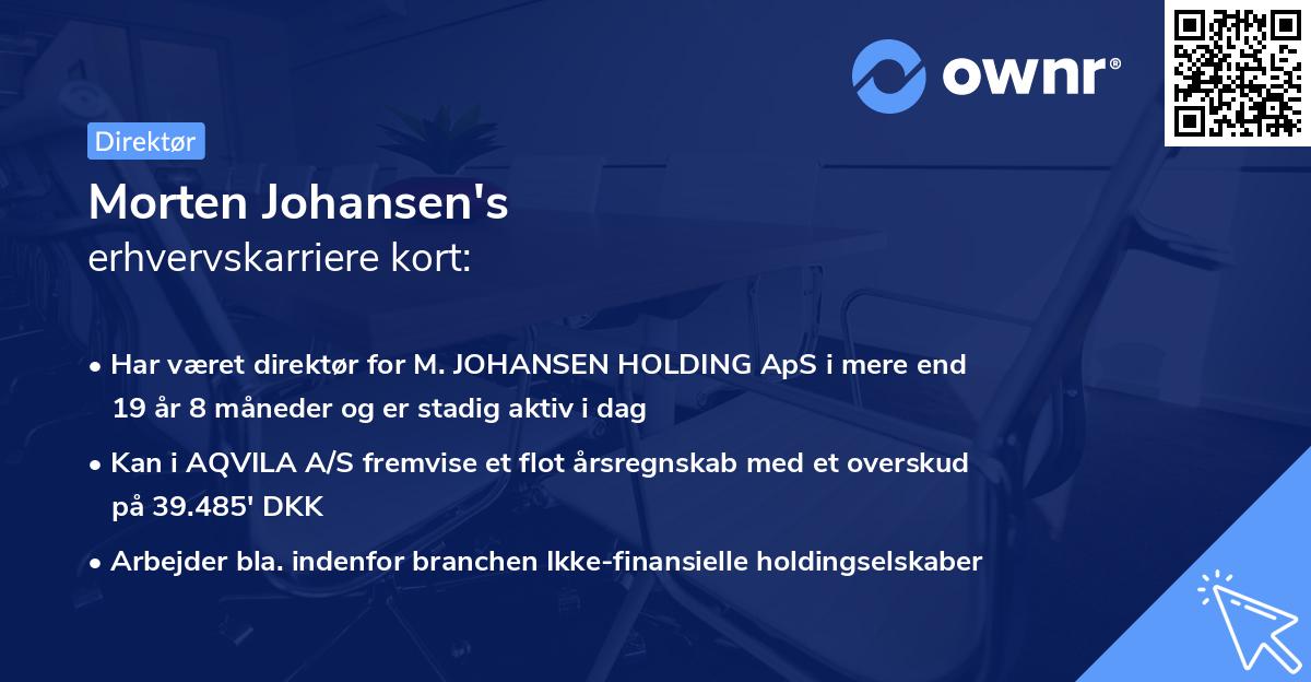Morten Johansen's erhvervskarriere kort