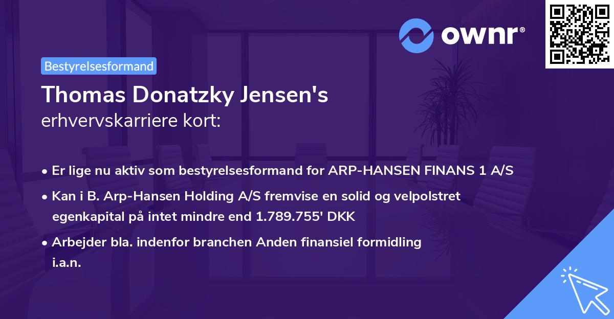 Thomas Donatzky Jensen's erhvervskarriere kort