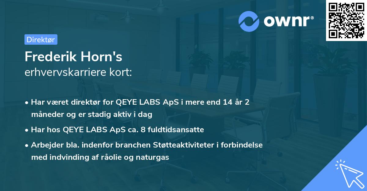 Frederik Horn's erhvervskarriere kort