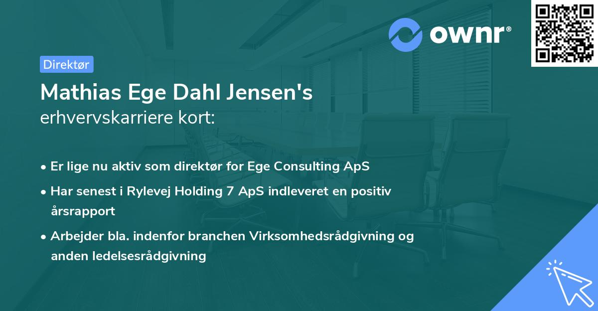 Mathias Ege Dahl Jensen's erhvervskarriere kort