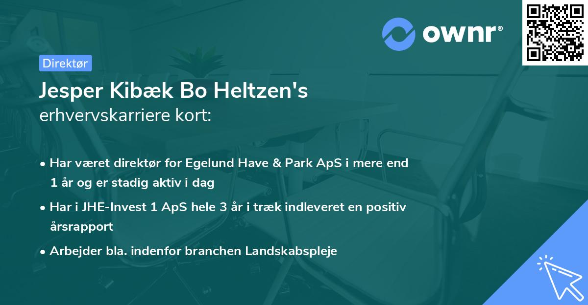 Jesper Kibæk Bo Heltzen's erhvervskarriere kort