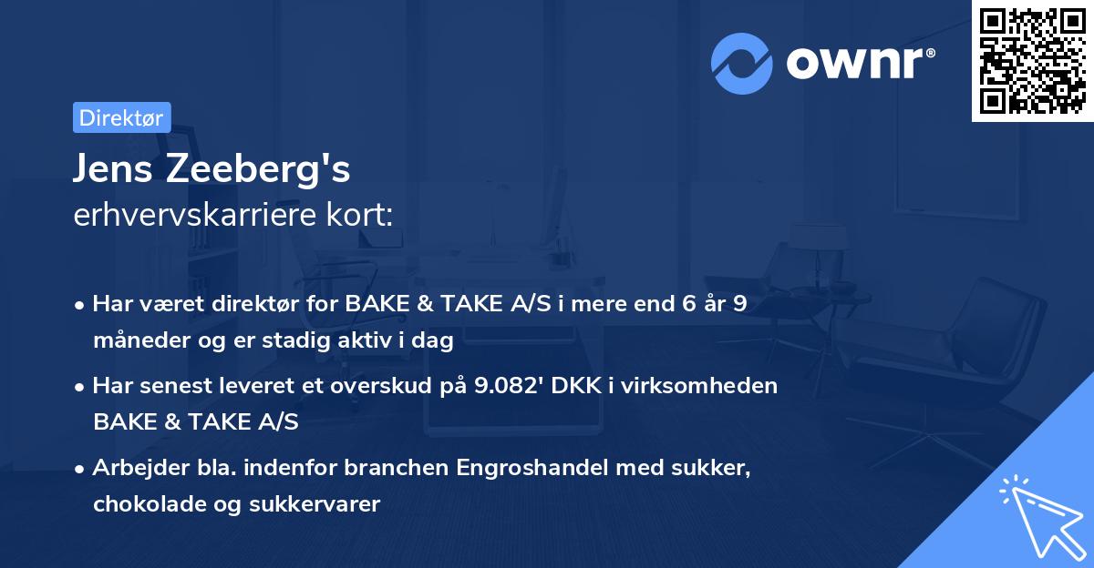 Jens Zeeberg's erhvervskarriere kort