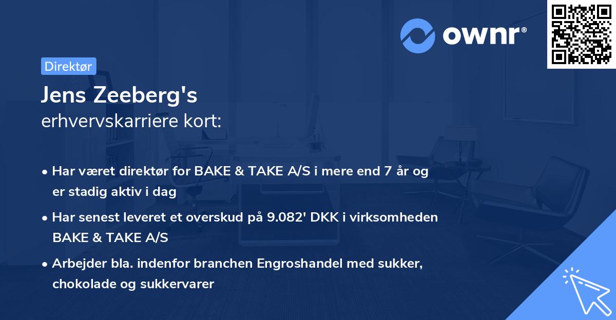 Jens Zeeberg's erhvervskarriere kort