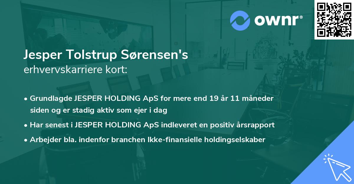 Jesper Tolstrup Sørensen's erhvervskarriere kort