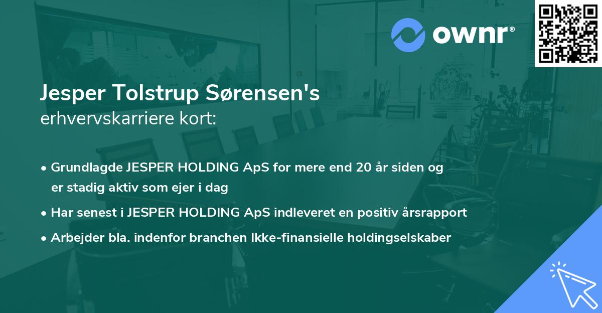Jesper Tolstrup Sørensen's erhvervskarriere kort