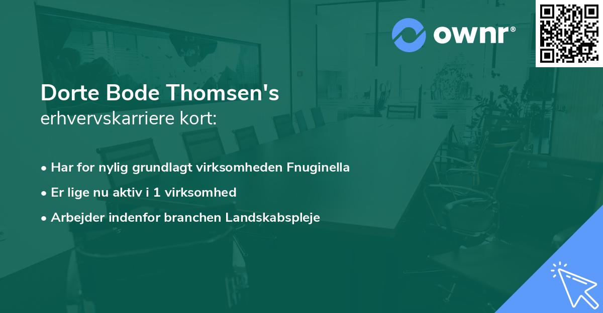 Dorte Bode Thomsen's erhvervskarriere kort