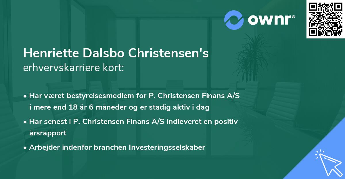 Henriette Dalsbo Christensen's erhvervskarriere kort