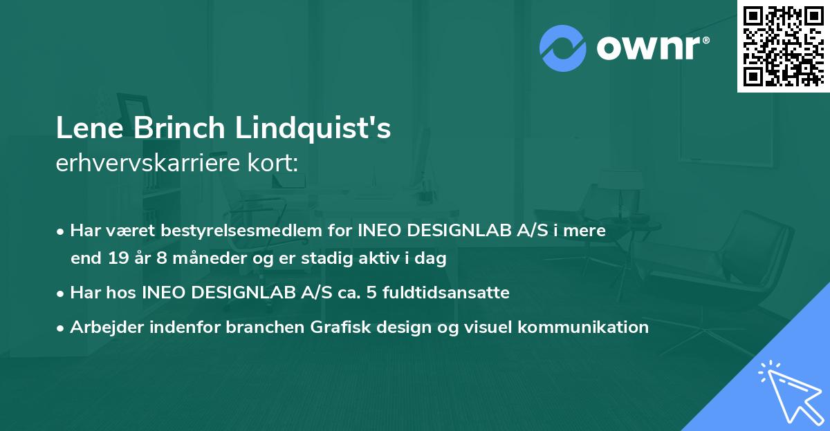Lene Brinch Lindquist's erhvervskarriere kort