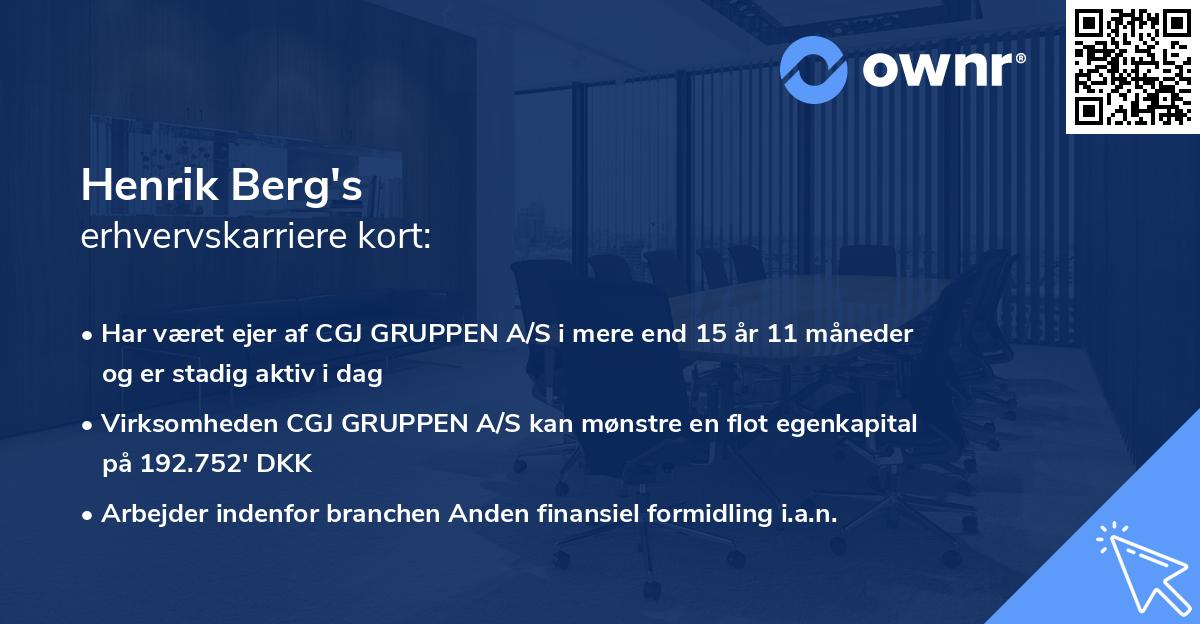 Henrik Berg's erhvervskarriere kort