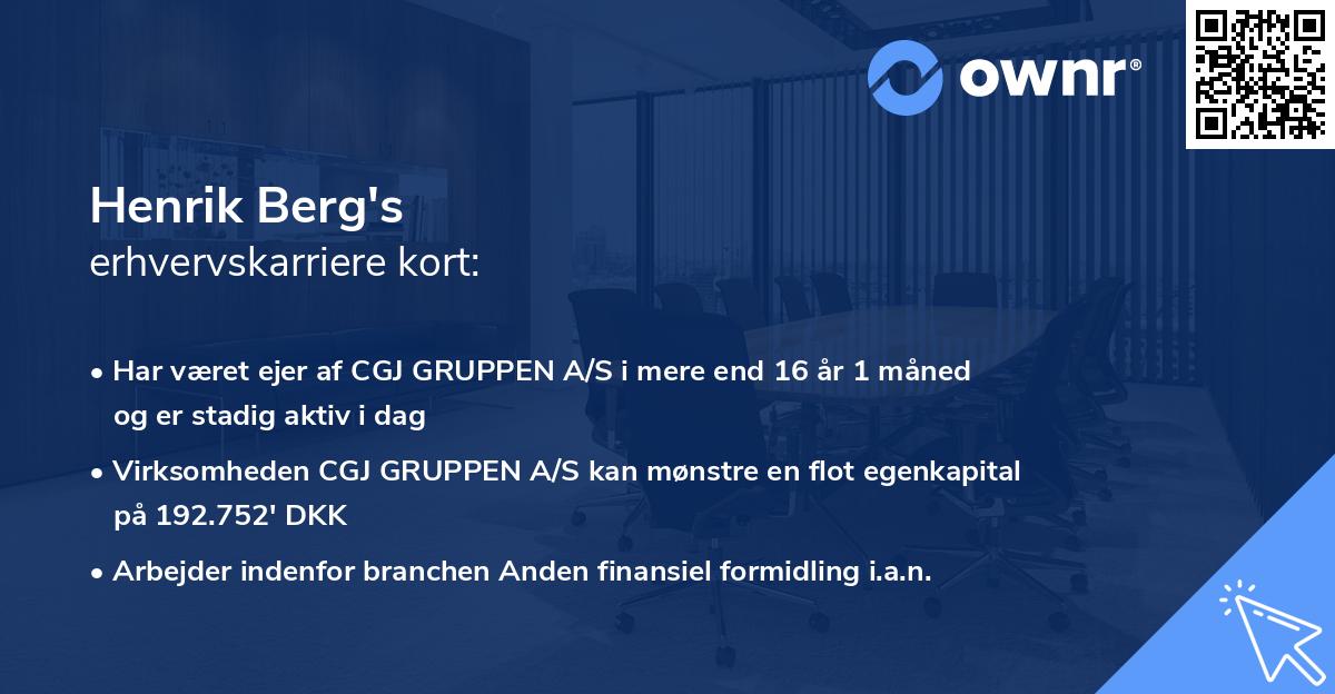 Henrik Berg's erhvervskarriere kort