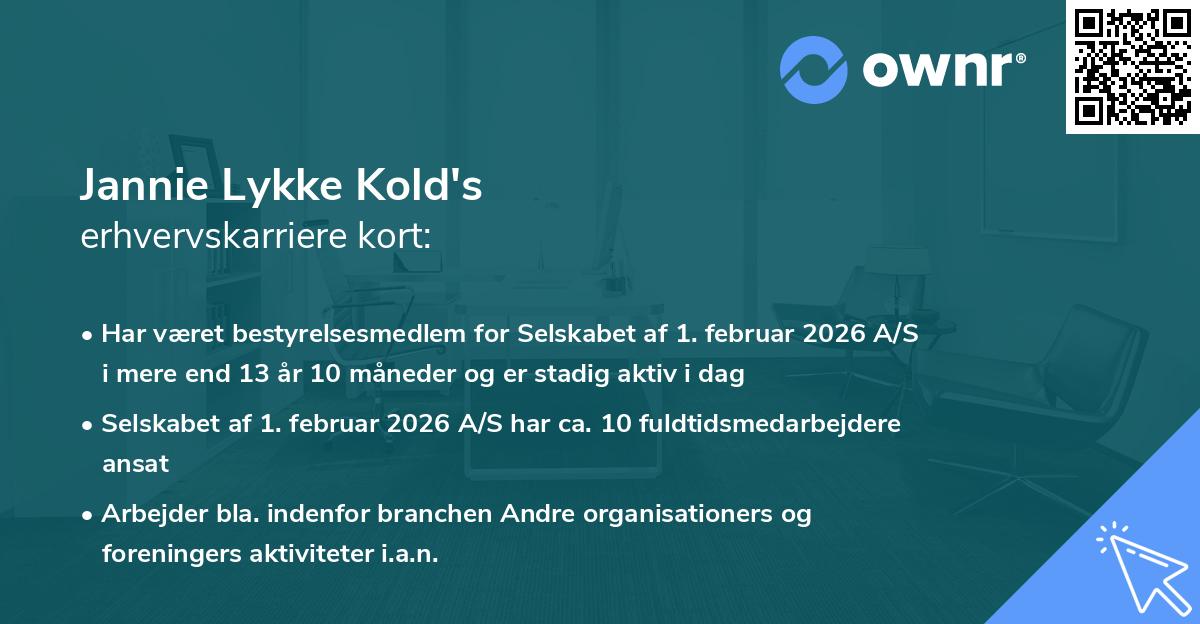 Jannie Lykke Kold's erhvervskarriere kort