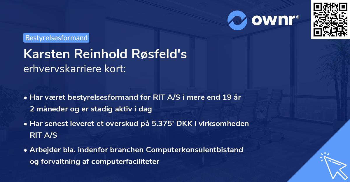 Karsten Reinhold Røsfeld's erhvervskarriere kort