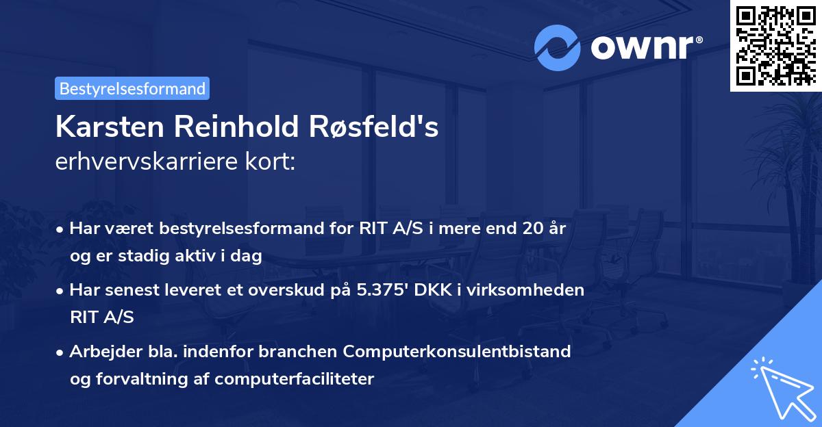 Karsten Reinhold Røsfeld's erhvervskarriere kort