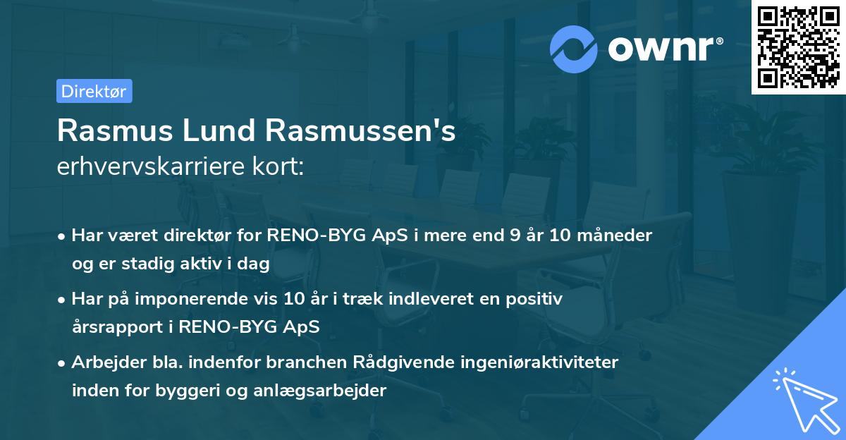 Rasmus Lund Rasmussen's erhvervskarriere kort
