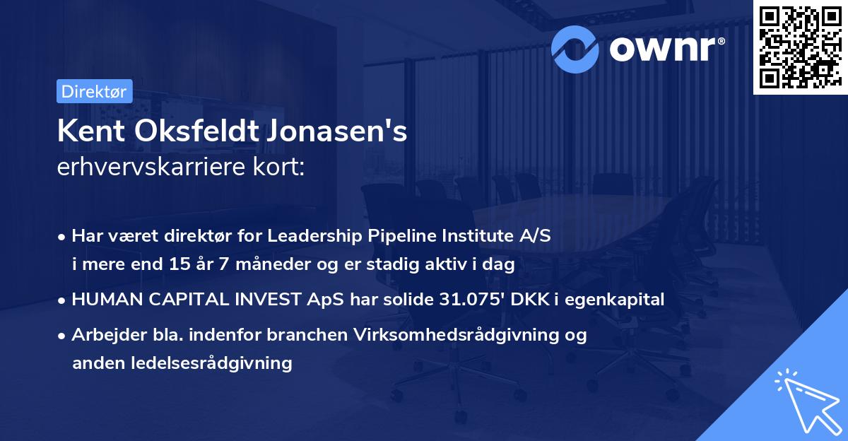 Kent Oksfeldt Jonasen's erhvervskarriere kort